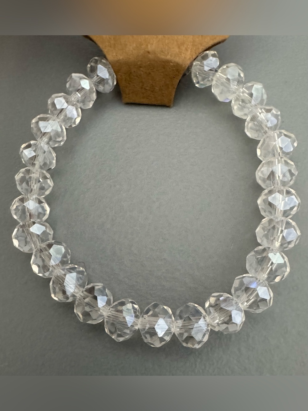 Crystal glass Faceted Stretch Bracelet - Clear